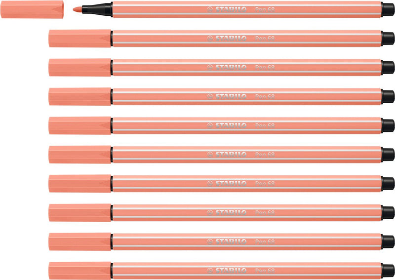 Stabilo Pen 68 – Premium-Filzstift – Aprikose – Box mit 10 Stück