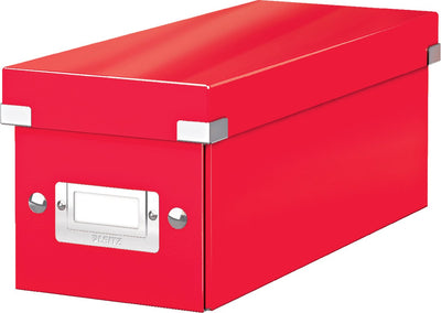 Leitz wow click store Aufbewahrungsbox mit Deckel für CDs – Kartonsortierbox für Dinge – 84 % recycelter Karton – 14,3 x 35,2 cm (BxT) – Rot