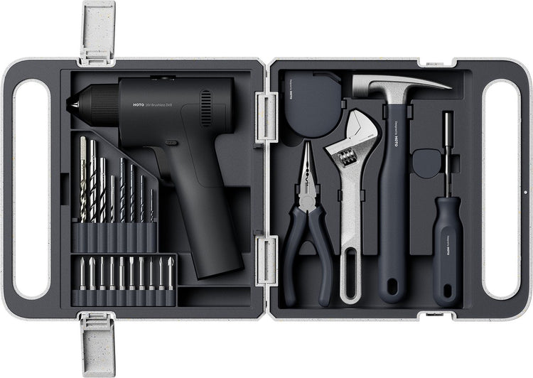 Hoto 16V Akku-Bohrwerkzeug-Set bürstenlos – Akku-Bohrwerkzeug-Set bürstenlos – komplettes Werkzeugset – 50 nm – 2 Geschwindigkeiten – USB-C wiederaufladbar – inklusive Handwerkzeug-Bits