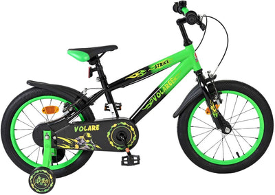 Volare Strike Kinderfahrrad – Jungen – 16 Zoll – Schwarz Grün – Zwei Handbremsen