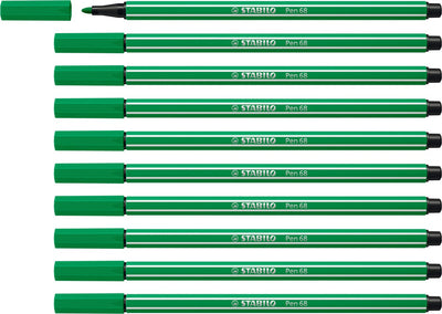 Stabilo Pen 68 – Premium-Filzstift – Smaragdgrün – Box mit 10 Stück