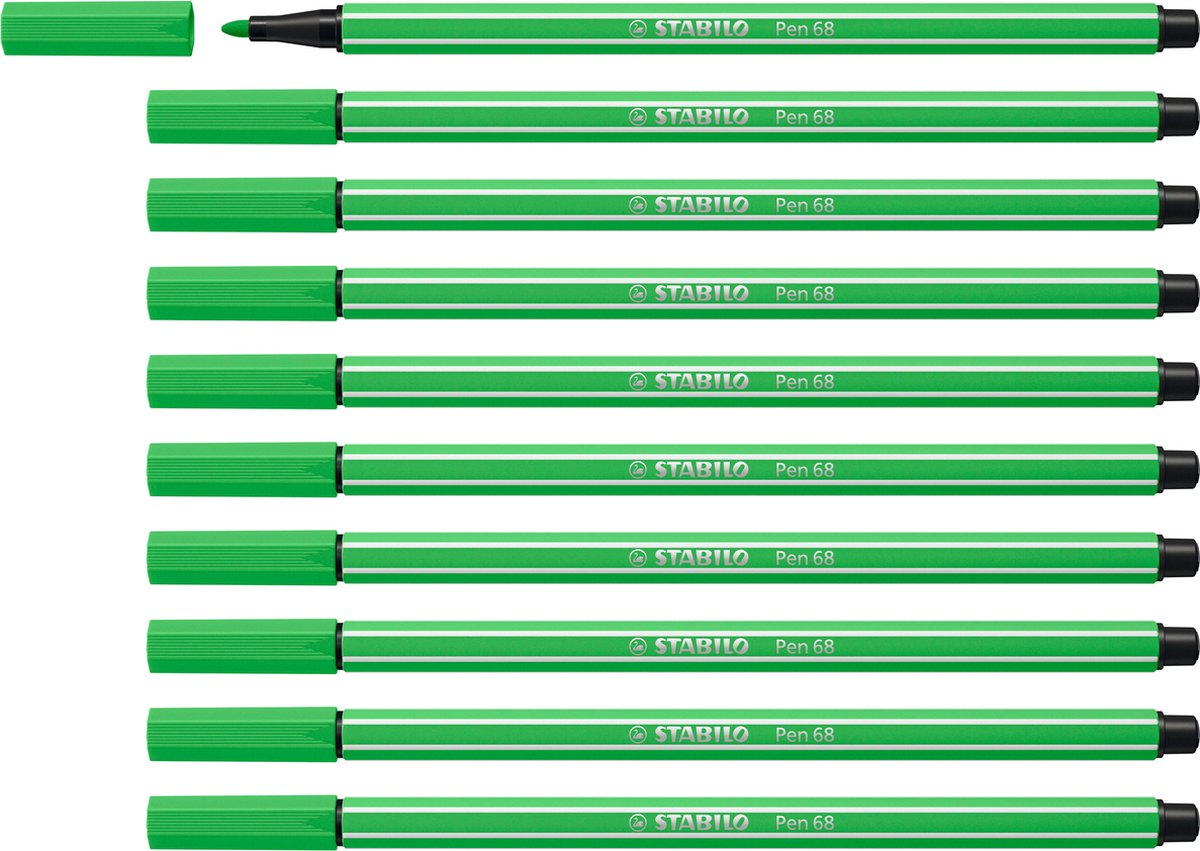 Stabilo Stablio Pen 68 – Premium-Filzstift – Blattgrün – Schachtel mit 10 Stück