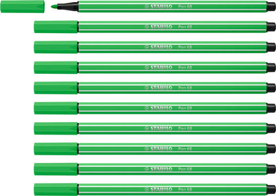 Stabilo Stablio Pen 68 – Premium-Filzstift – Blattgrün – Schachtel mit 10 Stück
