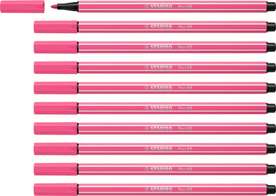 Stabilo Pen 68 – Premium-Filzstift – Pink – Box mit 10 Stück
