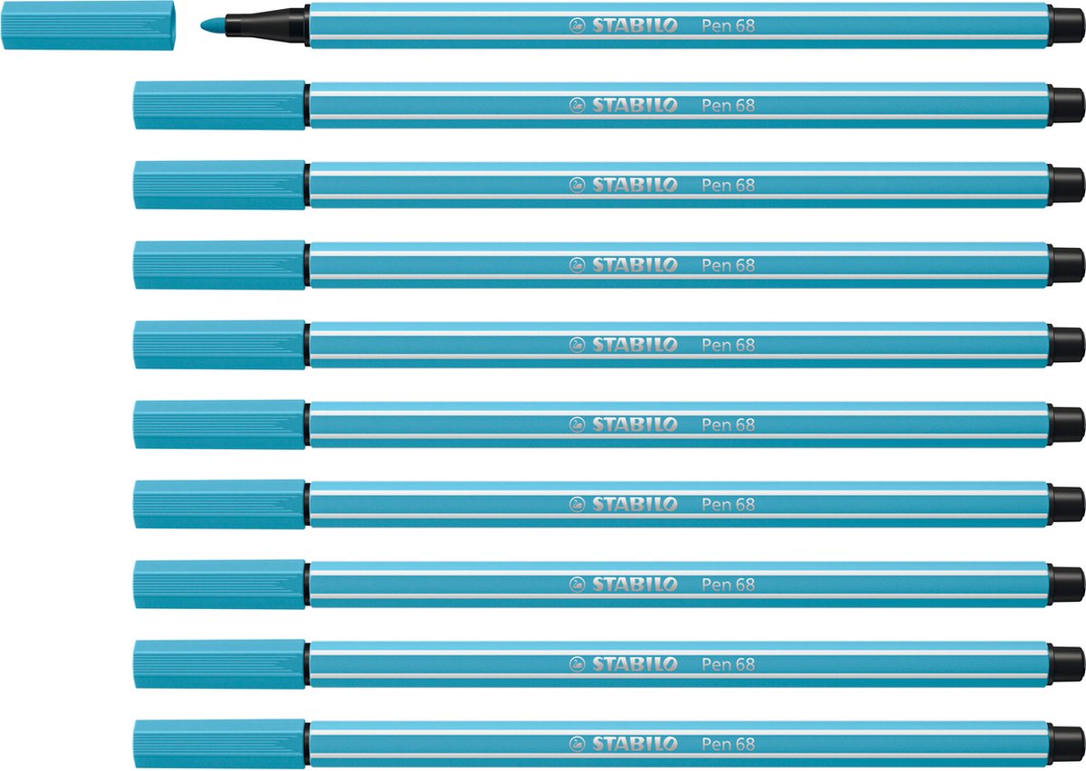 Stabilo Pen 68 – Premium-Filzstift – Azurblau – Box mit 10 Stück