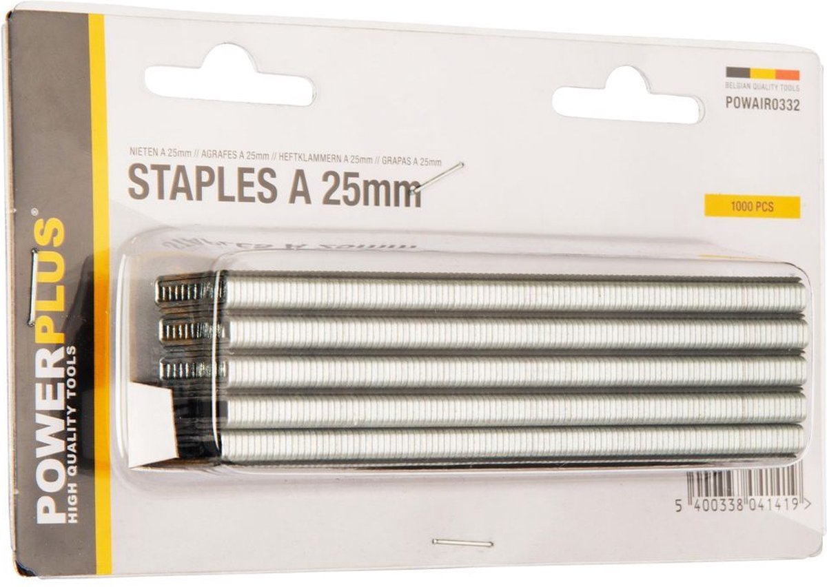 Powerplus powair0332 Heftklammern – für Tacker – Typ A – 25 mm – 1000 Stück