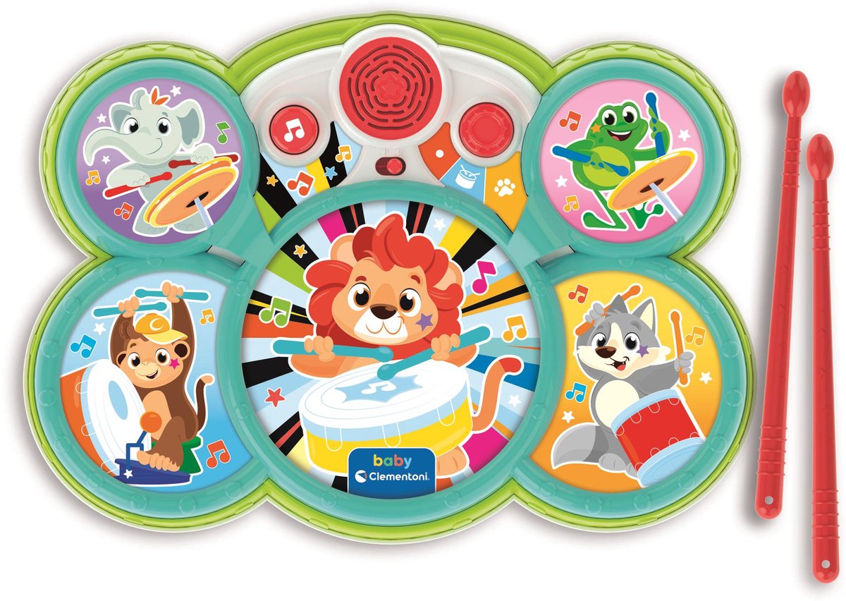 Baby Clementoni Clementoni Babytrommelset Musicali – Kindertrommel mit Trommelstöcken und Musik für Kinder – Trommelspielzeug-Musikinstrument für Kinder, Kind und Kleinkind