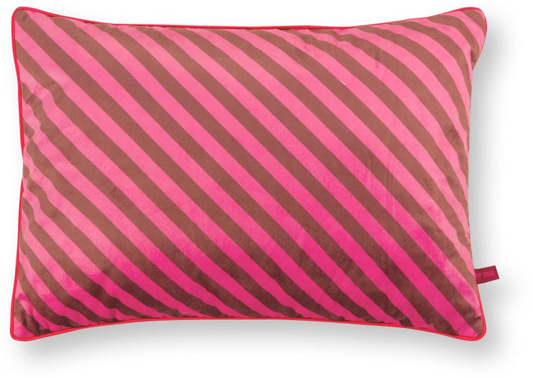 Pip Studio Dekokissen Block Stripes – Kissen für das Wohnzimmer – Rosa – 35 x 50 cm