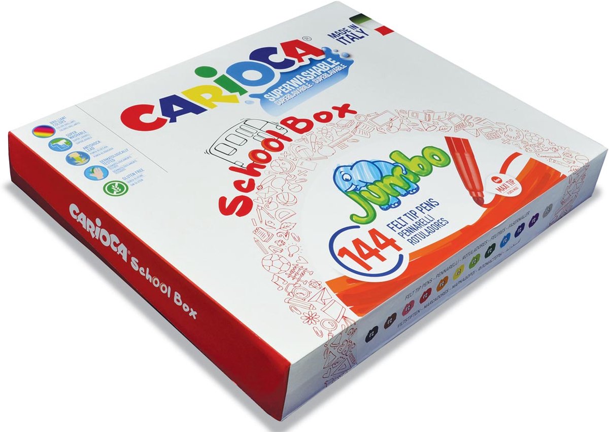 Carioca Filzstifte Jumbo | Box mit 144 Markern (Klassenpaket)