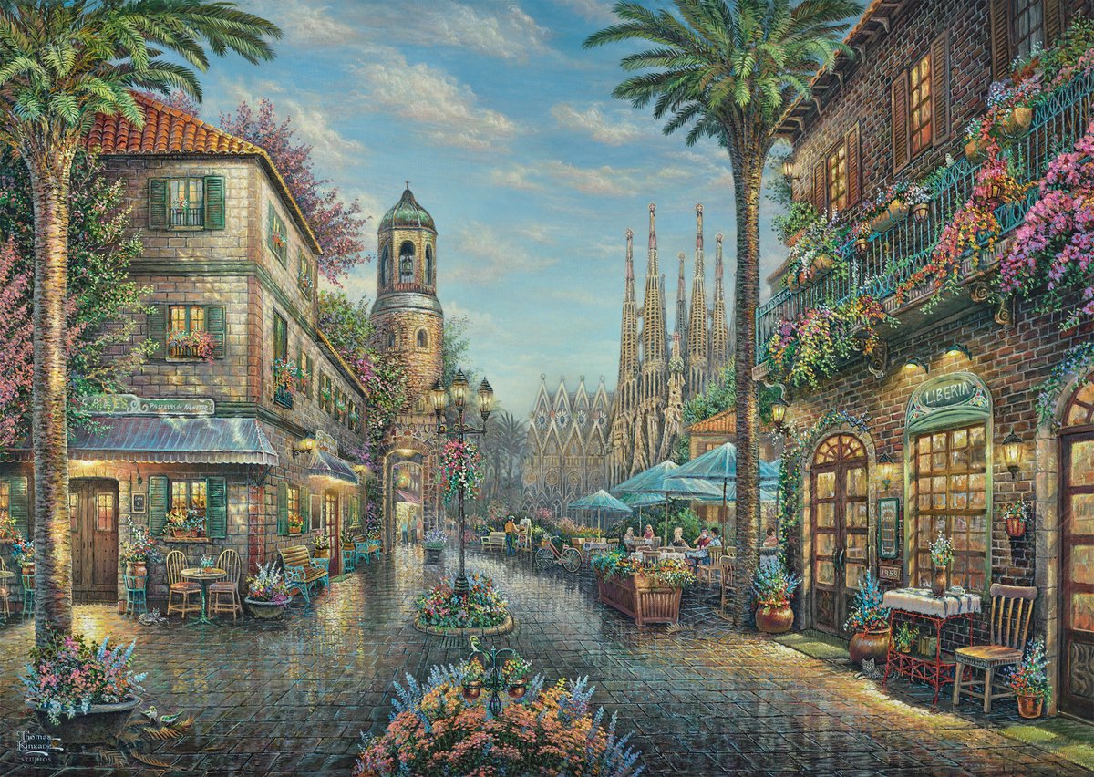Schmidt – Puzzle – Spanisches Straßencafé – Thomas Kinkade Studios – 1000 Teile – Erwachsene – ab 12 Jahren