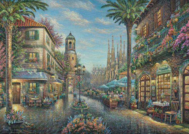 Schmidt – Puzzle – Spanisches Straßencafé – Thomas Kinkade Studios – 1000 Teile – Erwachsene – ab 12 Jahren