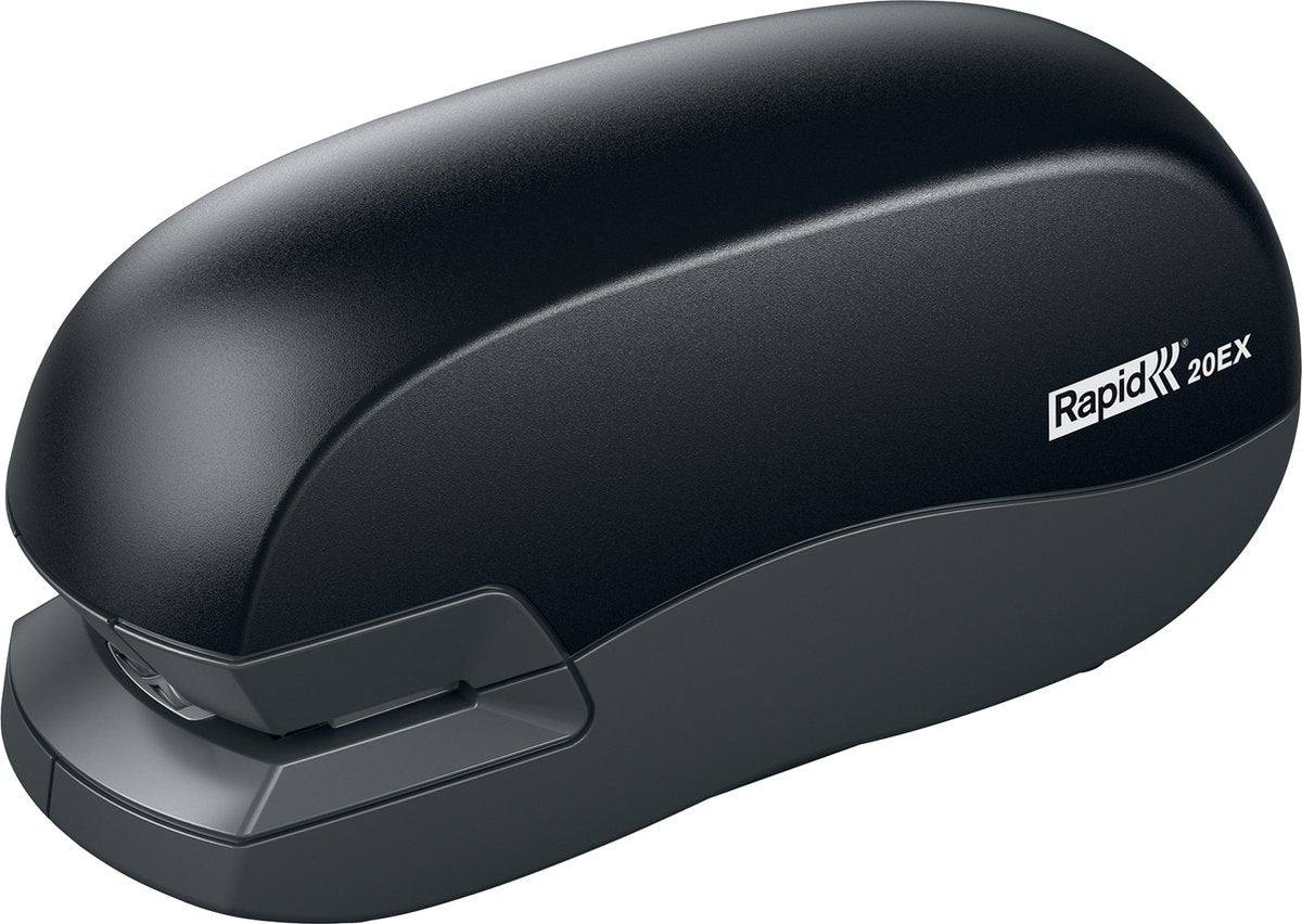 Elektroheftgerät Rapid fixativ 20ex zum Heften von bis zu 20 Blatt – inklusive Adapter – schwarz