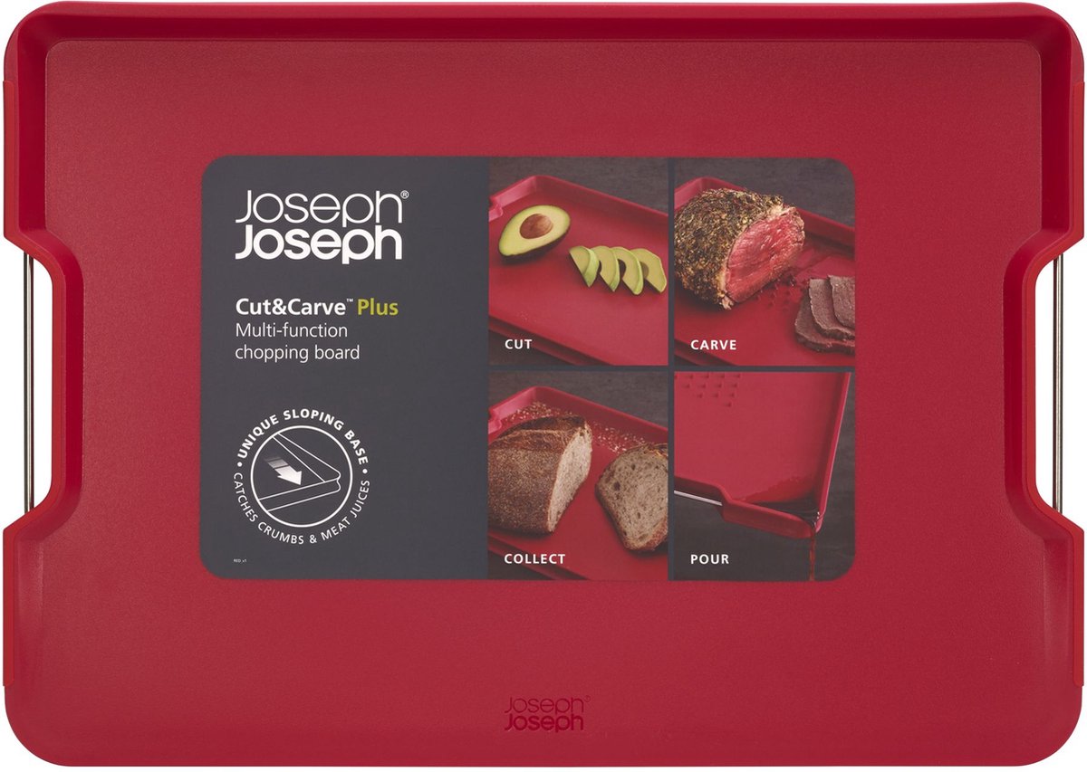 Joseph Joseph – Cut, Carve Plus Schneidebrett groß – Kunststoff – rot