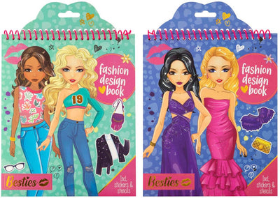 Besties Modedesign-Mal- und Stickerbuch mit Schablonen