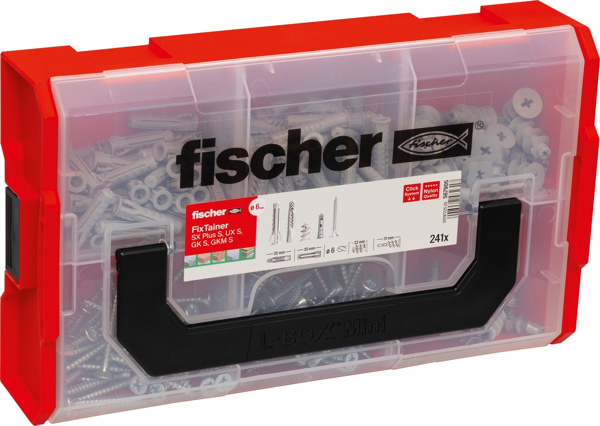 Fischer Fixtainer - Plug SX Plus, Universal Plug Ux 6 und 8 S mit Schrauben