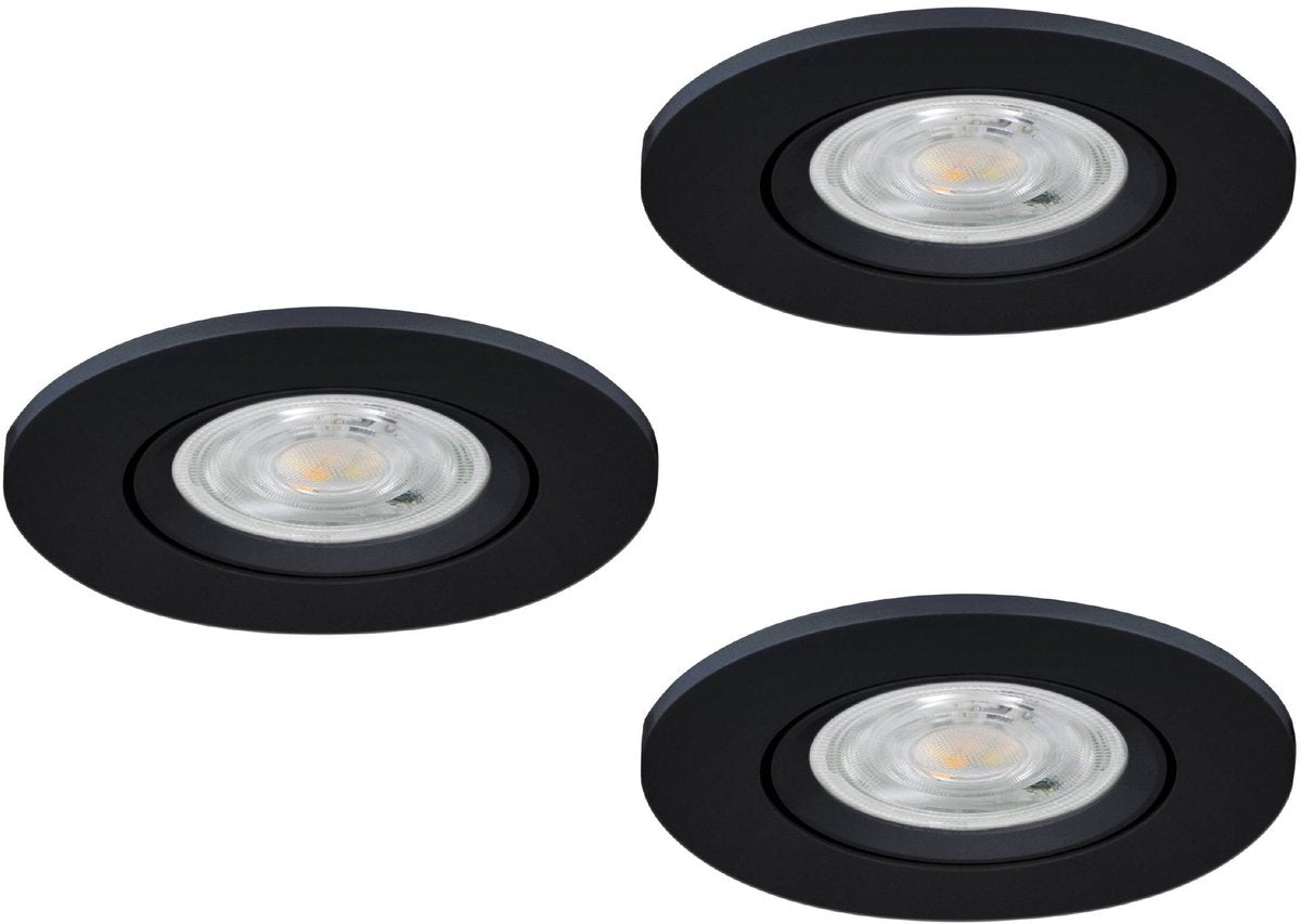 Eglo Barranco Einbaustrahler - Badezimmer - GU10 - ø 8,4 cm - Schwarz - 3er-Set