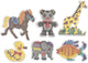 Creativ Company Grundplatte, Ente, Elefant, Giraffe, Bär, Pferd und ein Fisch, Größe 10x11-13x16,5 cm, mittel, 6 Stück 1 Box