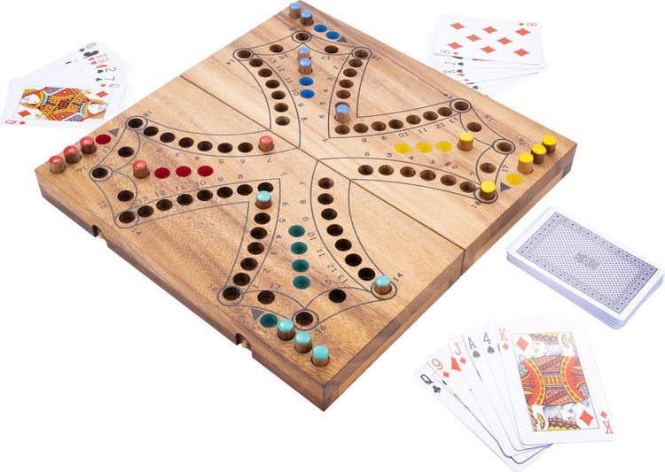 Longfield Toc faltbar 4 Spieler – Holzbrettspiel – reisefreundliches Strategiespiel – klassisches Brettspiel – 2 bis 4 Spieler – Engelsherz