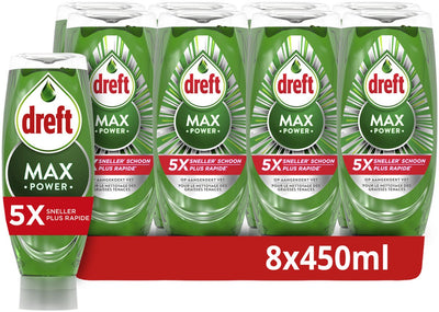 Dreft Maxpower flüssiges Geschirrspülmittel – 8 x 450 ml