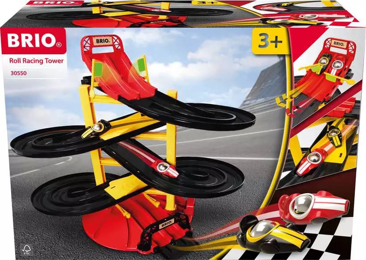 Brio 30550 Rennturm mit Rennwagen | Spielzeug-Rennautos für Kinder ab 3 Jahren
