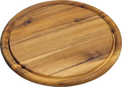 Kesper Brotbrett, Servierbrett, Schneidebrett – rund – mit Saftrille – Durchmesser 25 cm – Akazienholz