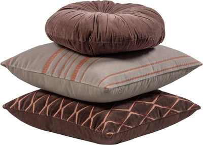 Woood Aziz Kissen – Samtstoff – Braun Natur – 3er-Set