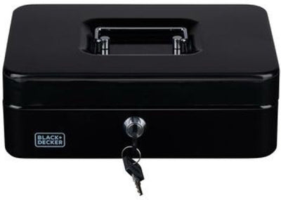 Black+Decker Black Decker Geldkassette – Tresor mit 2 Schlüsseln – Stahl – 25 x 18 x 9 cm – Schwarz