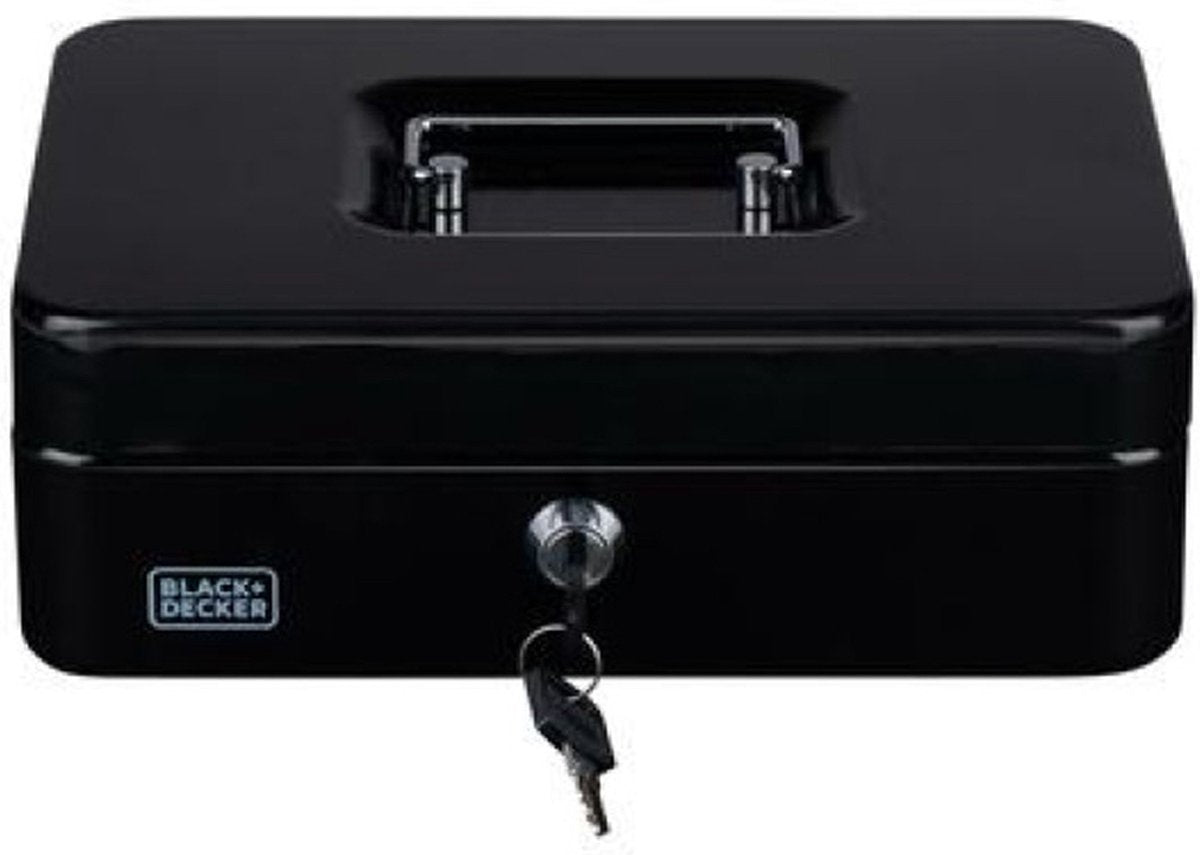Black+Decker Black Decker Geldkassette – Tresor mit 2 Schlüsseln – Stahl – 25 x 18 x 9 cm – Schwarz