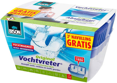 Bison Moisture Absorber® Neutral 900g + 2 extra Nachfüllmagnete, inkl. Feuchtigkeitsmagnet, Ergebnisse innerhalb von 24 Stunden, kein Strom erforderlich, für alle Wohnbereiche, Wohnmobile, Wohnwagen, innerhalb von 1 Minute einsetzbar