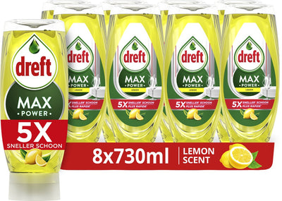 Dreft Maxpower Lemon Liquid Geschirrspülmittel – 8 x 730 ml
