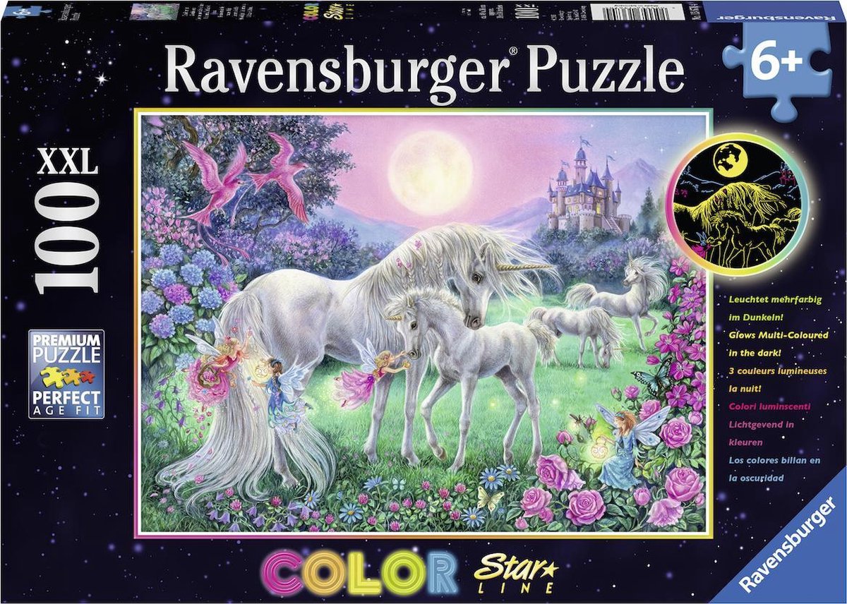 Ravensburger Puzzle Einhörner im Mondschein – Starline – Puzzle – 100 Teile