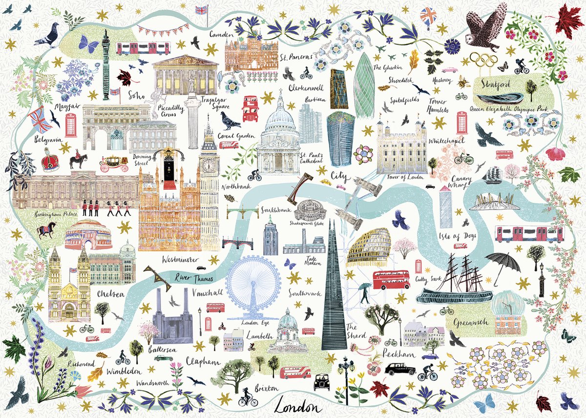 Gibsons – Karte von London (von Josie Shenoy) – 1000 Teile 49 x 68 cm (B x H) – Puzzle für Erwachsene