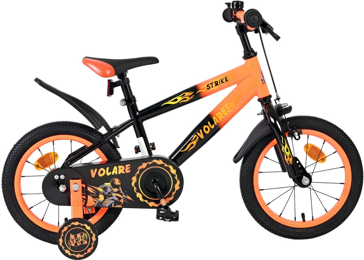 Volare Strike Kinderfahrrad – Jungen – 14 Zoll – Schwarz Orange