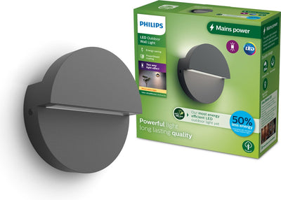 Philips LED Philips Valor Wandleuchte – ultraeffiziente LED – Außenleuchte – leuchtet in zwei Richtungen – 2x 4,3 W – warmweißes Licht; 2700k - Anthrazit