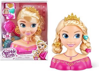 Zuru Haubenkopf – Stylingkopf – Puppe – Supermodel – inklusive Zubehör – Friseurspielzeug – mit Haarspangen und Schmuck – extra dickes Haar Sparkle Girlz – Stylingkopf