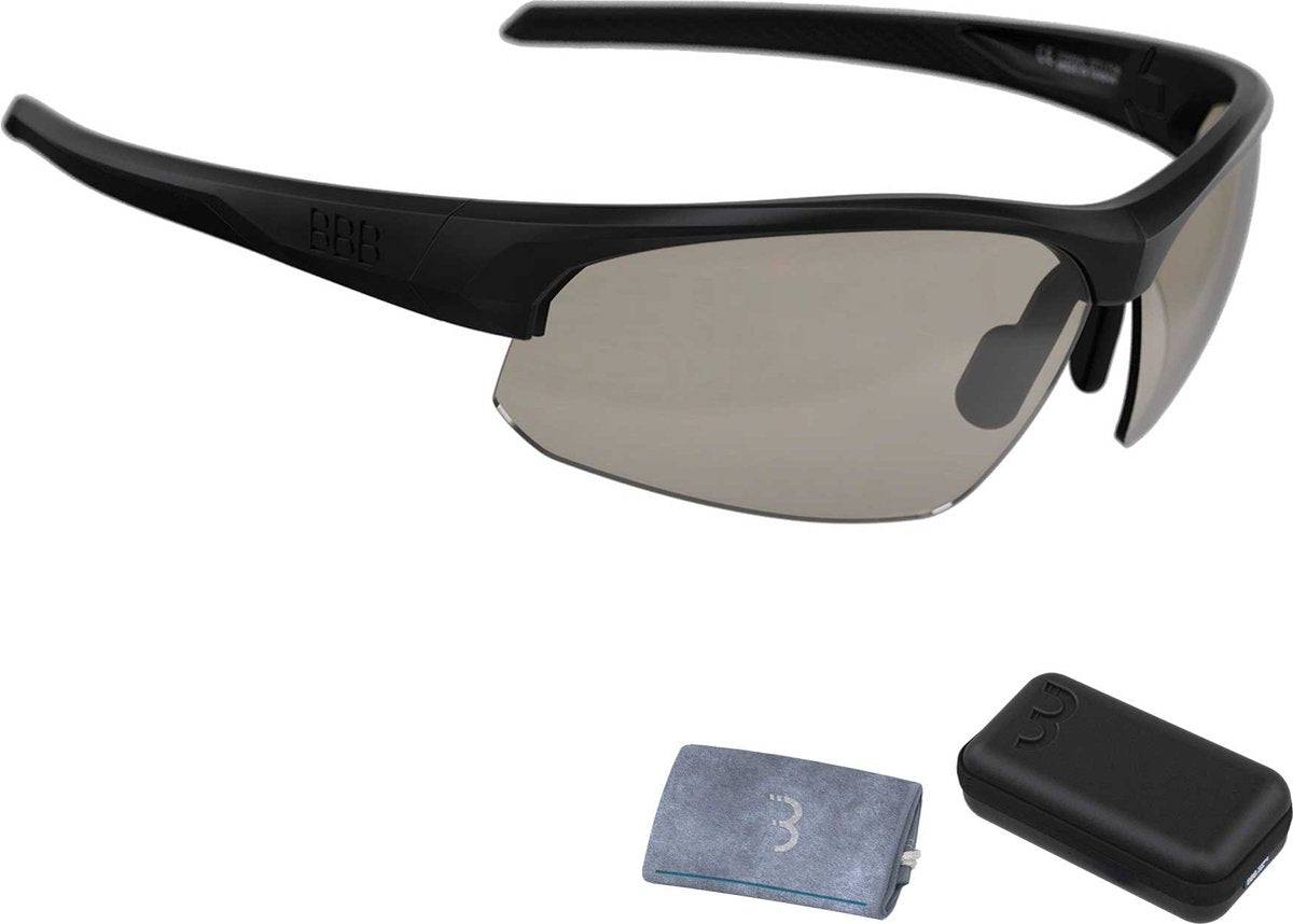 BBB Cycling Impress PH photochromatische Fahrradbrille – Sonnenbrille mit photochromen Gläsern – Sportbrille mit Abdeckung – mattschwarz – Bsg-58pht