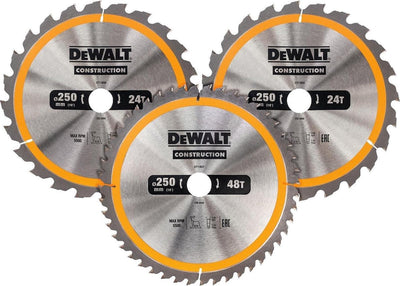 Dewalt Zubehör Kreissägeblatt 3er Pack 250x30mm: 2x dt1956-qz + 1x dt1957-qz - dt1963-qz