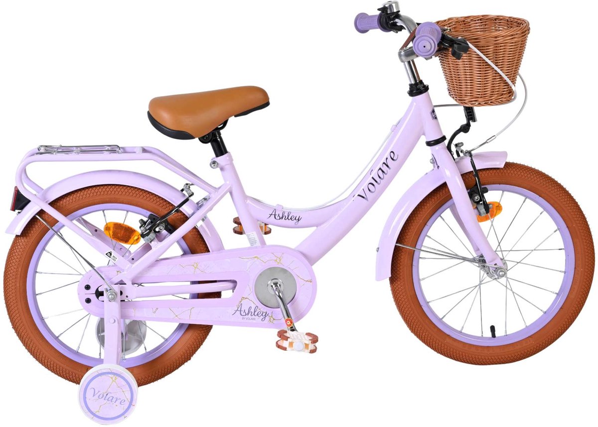 Volare Ashley Kinderfahrrad – Mädchen – 16 Zoll – Flieder – zwei Handbremsen
