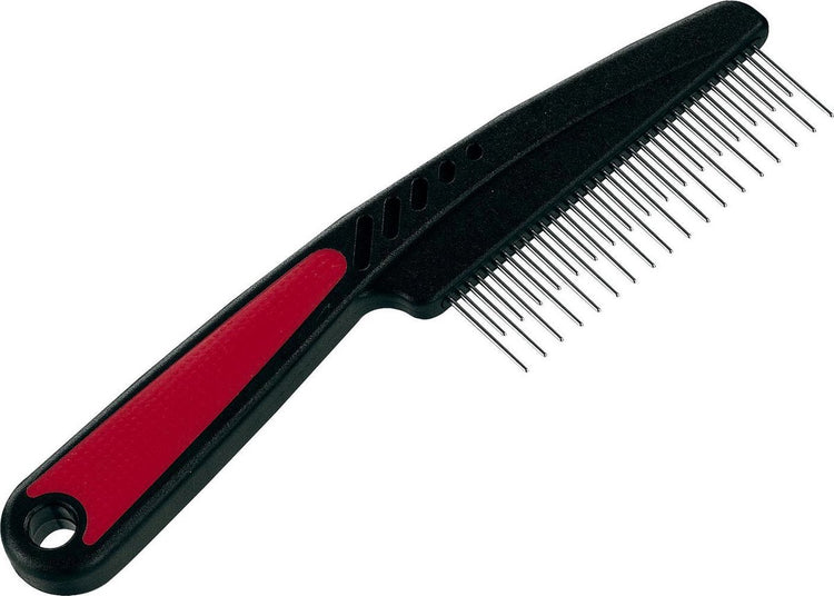 Ferplast Kamm mit rotierenden Zähnen – Fellkamm für Hunde – 19,8 x 1,4 x 5,5 cm, rot, schwarz