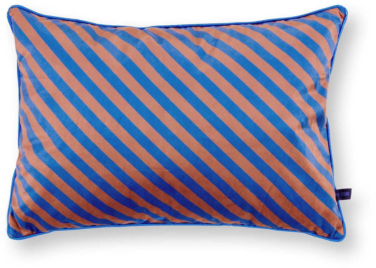 Pip Studio Dekokissen Block Stripes – Kissen für das Wohnzimmer – Blau – 35x50cm