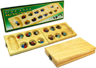 Hot Games Kalaha, faltbar, aus klarem Holz, 45 x 14 cm. Steinglas