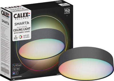 Calex Smart Deckenleuchte – Smart Deckenleuchte 30 cm – RGB und Warmweiß – Schwarz