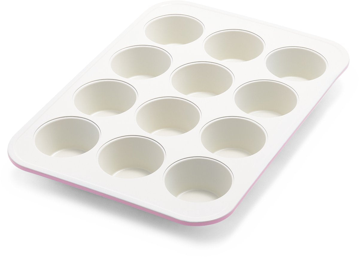 Greenlife Contour Pink Muffinform 12 Tassen – Backofen – antihaftbeschichtet – PFAS-frei