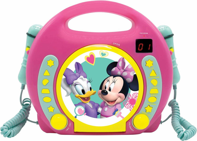 Lexibook Disney Minnie tragbarer CD-Player mit 2 Mitsingmikrofonen