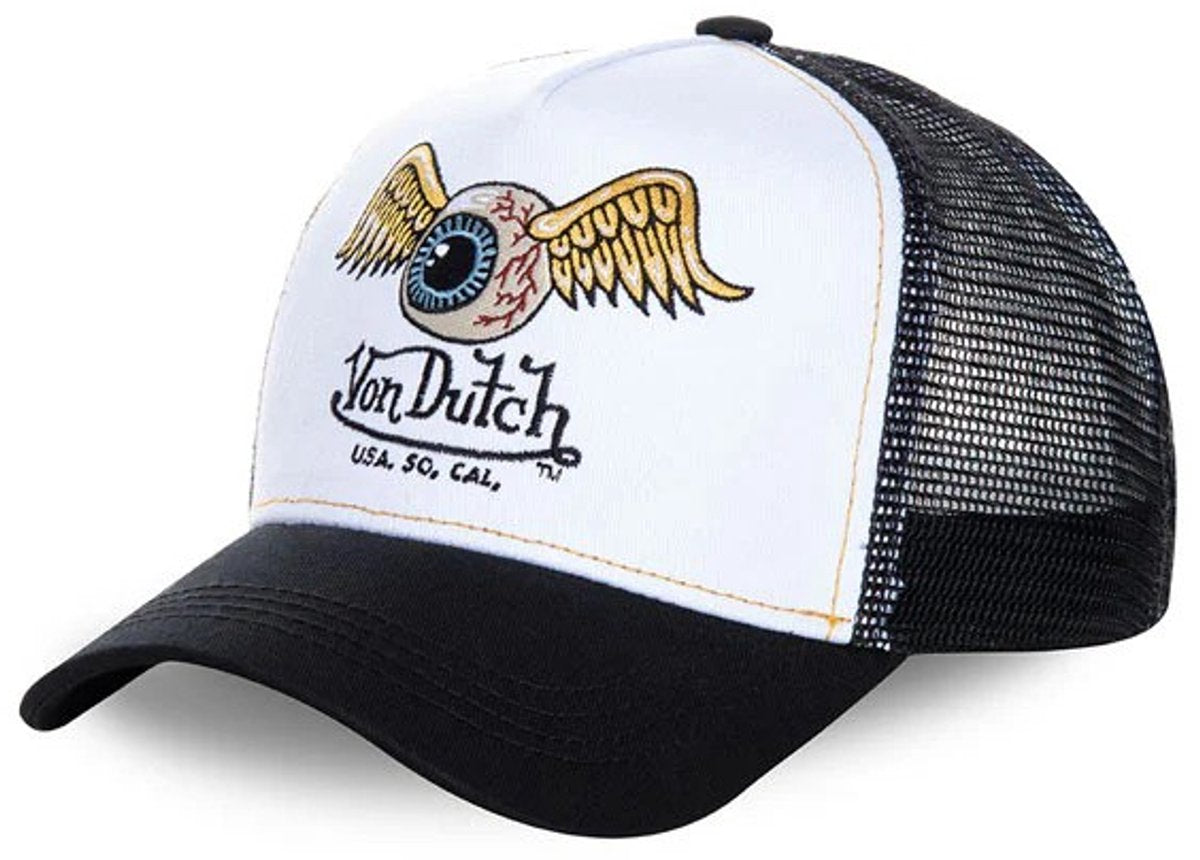 Von Dutch – Snapback Trucker Cap Art White | Einheitsgröße | verstellbar | Schnappverschluss – schwarz und weiß
