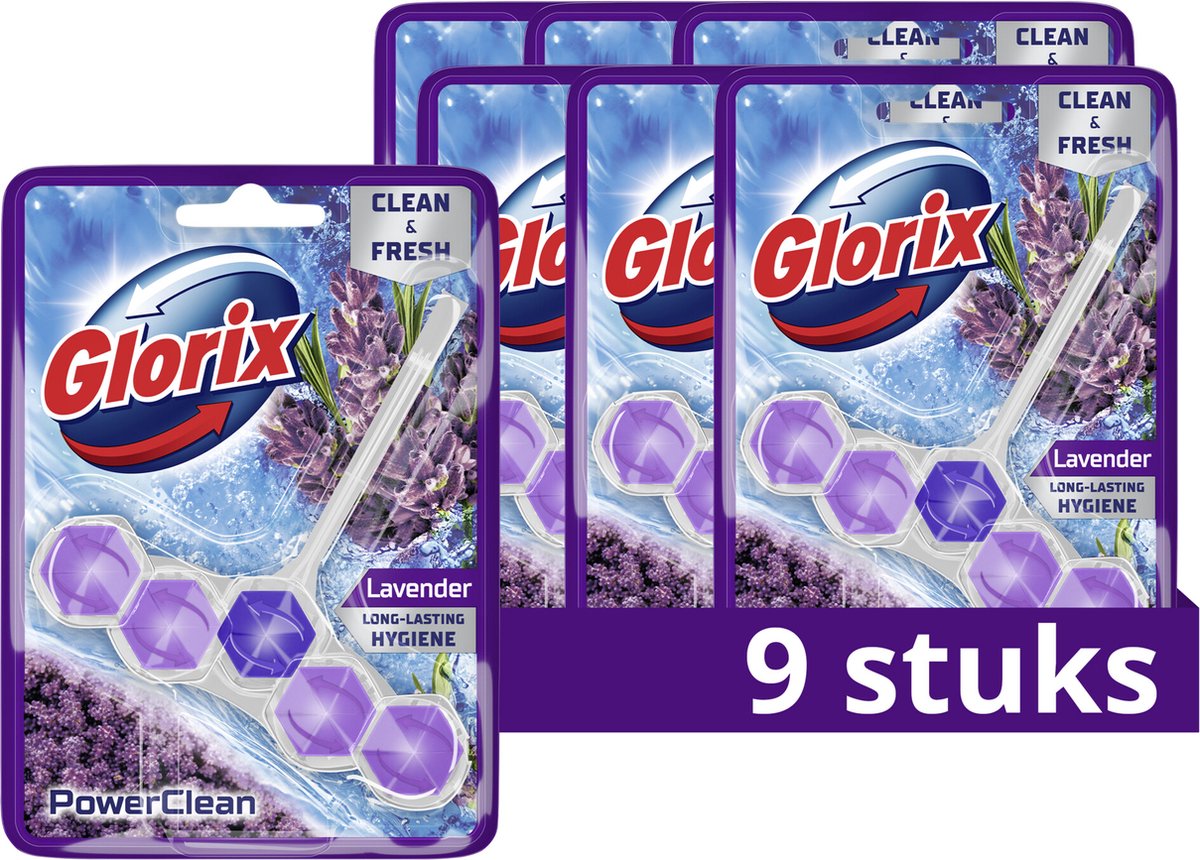 Glorix - Toilettensteine - Lavendel - 9 Stück - Vorteilspackung