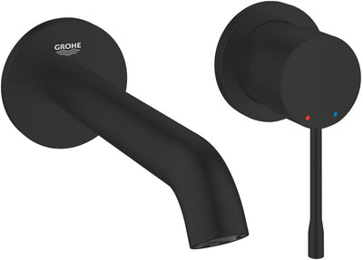 Grohe Essence New M-Size Zweiloch-Waschtischmischer – Wandmontage – Aquaguide – 183 mm – Mattschwarz