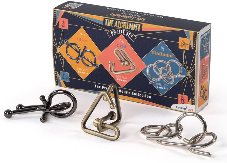 Neues Spielzeug-Denksport-Puzzle-Set – der Alchemist, Set aus 3 Metallen.