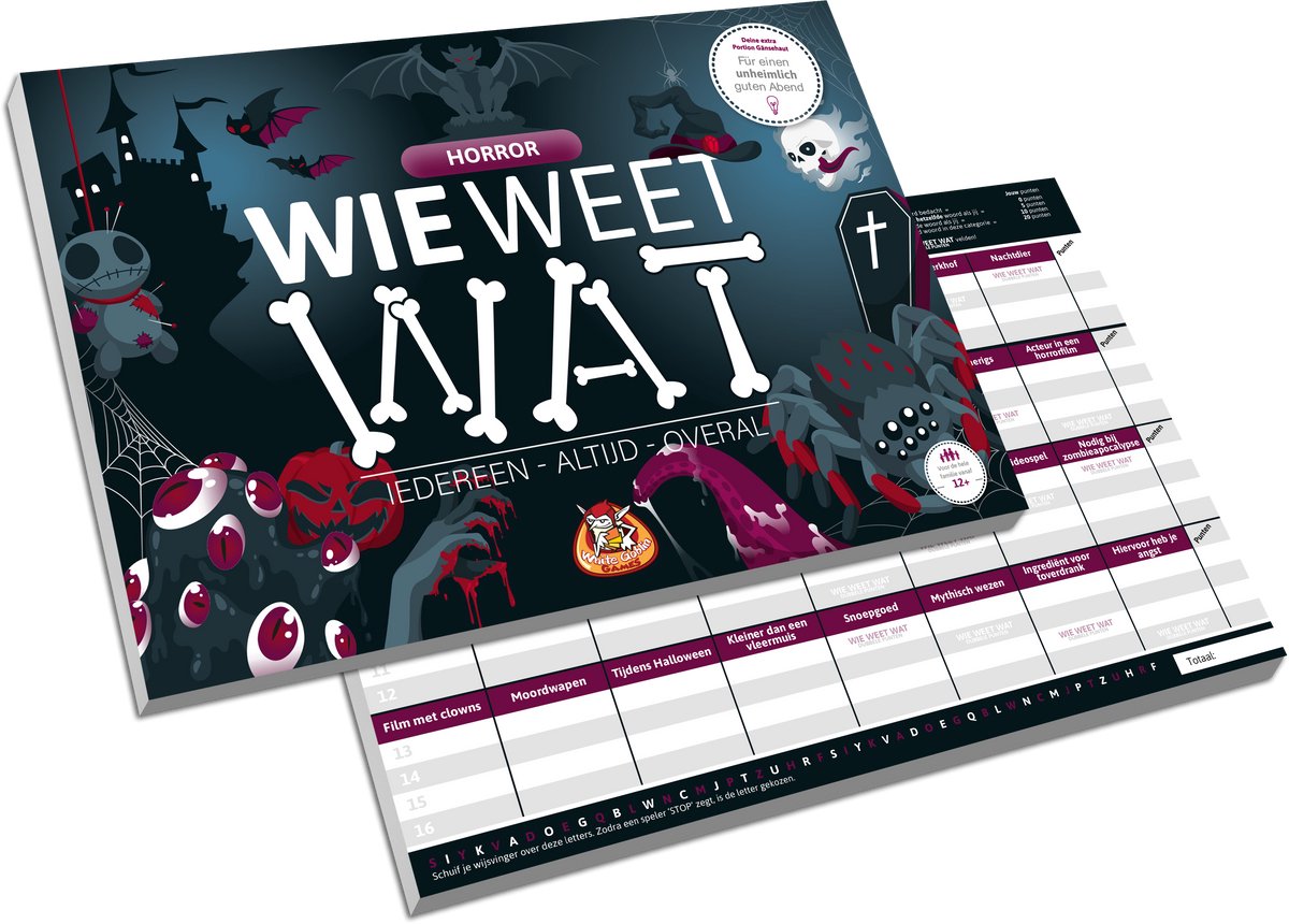 Weiße Kobold-Spiele – wer weiß was: Horror – Partyspiel – 2 bis 10 Spieler – schnell gespielt und die Erklärung noch schneller – wer weiß, was man immer spielt, mit jedem und überall – ideales Geschenk