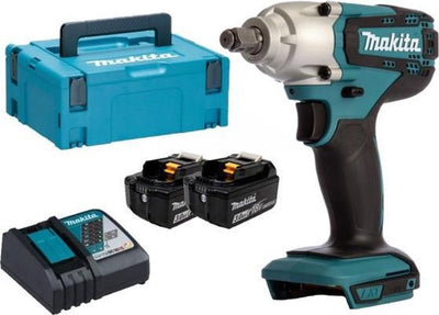 Makita dtw190rfj Li-Ionen-Akku-Schlagschrauber-Set – 18 V – 2 x 3,0 Ah Akku – im MBox-Aufbewahrungskoffer – 190 nm – 1 2 – bürstenlos